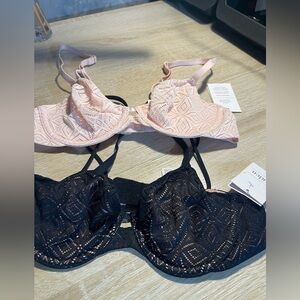 2: Auden 32A Unlined Demi Coverage Underwire Bra (pink & Black) (B)